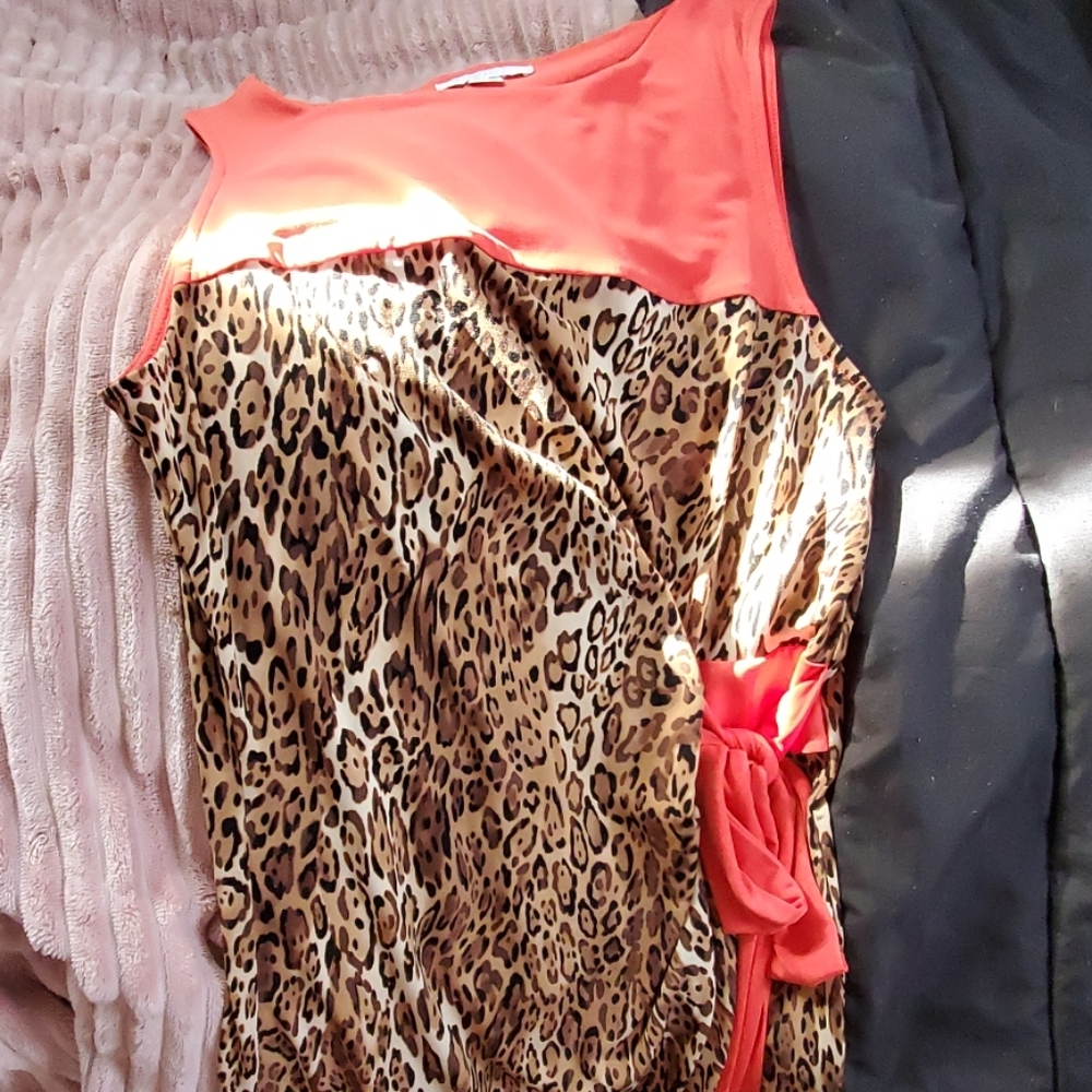 ❗NY & C Cheetah Print/Orange Tie Dress